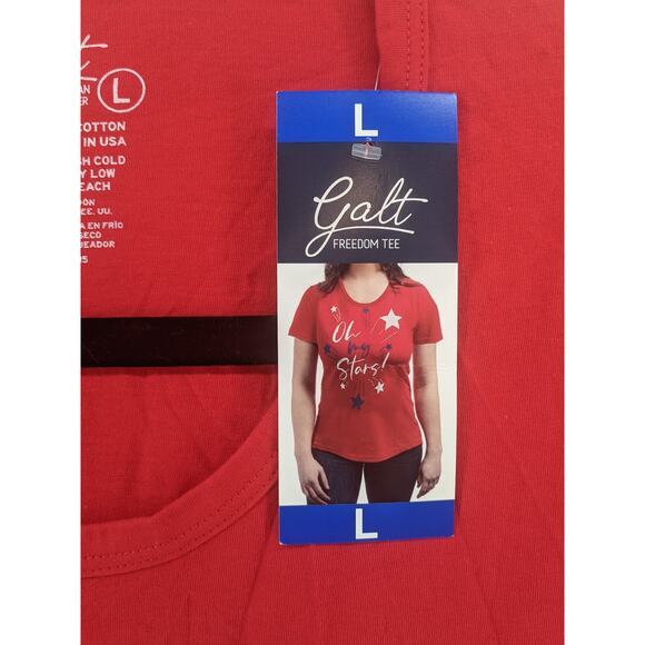 Galt Oh My Stars Patriotic Shirt L Red Womens July 4th Independence Day TShirt - Picture 4 of 9